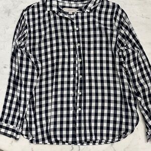 LOFT Black and White Plaid Shirt